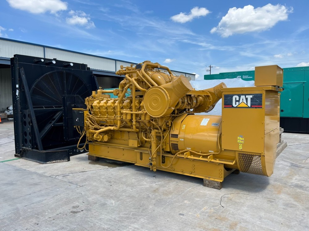 1300 KW Caterpillar #G3516B, Natural gas generator set, low hour since in-frame, radiator, EMCP 2, tested &