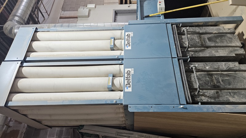 4500-6500 cfm Belfab #NBM-OP, Modular Open-Type Dust Collector, 15 HP, expandable baghouse modules, manual