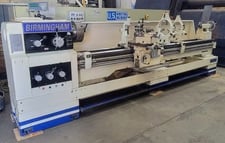 26"/36" x120" Birmingham #DL-26120L, 3-9/64" bore, 1600 RPM, inch/metric thread, 10 HP, 12" chuck, Steady