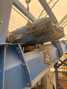 45" x 72" Dings #15-PCM, self-cleaning crossbelt overhead magnetic separator, Ceramic VIII permanent magnet