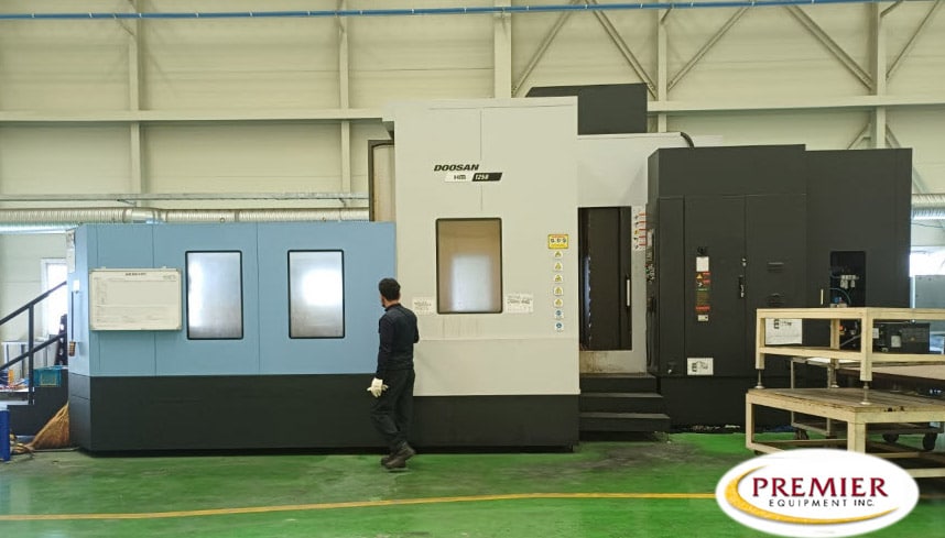 Daewoo Doosan #HM-1250, CNC horizontal machining center, Fanuc 31iB, (2) 49.21" pallets, 82.6" X, 59" Y, 6000