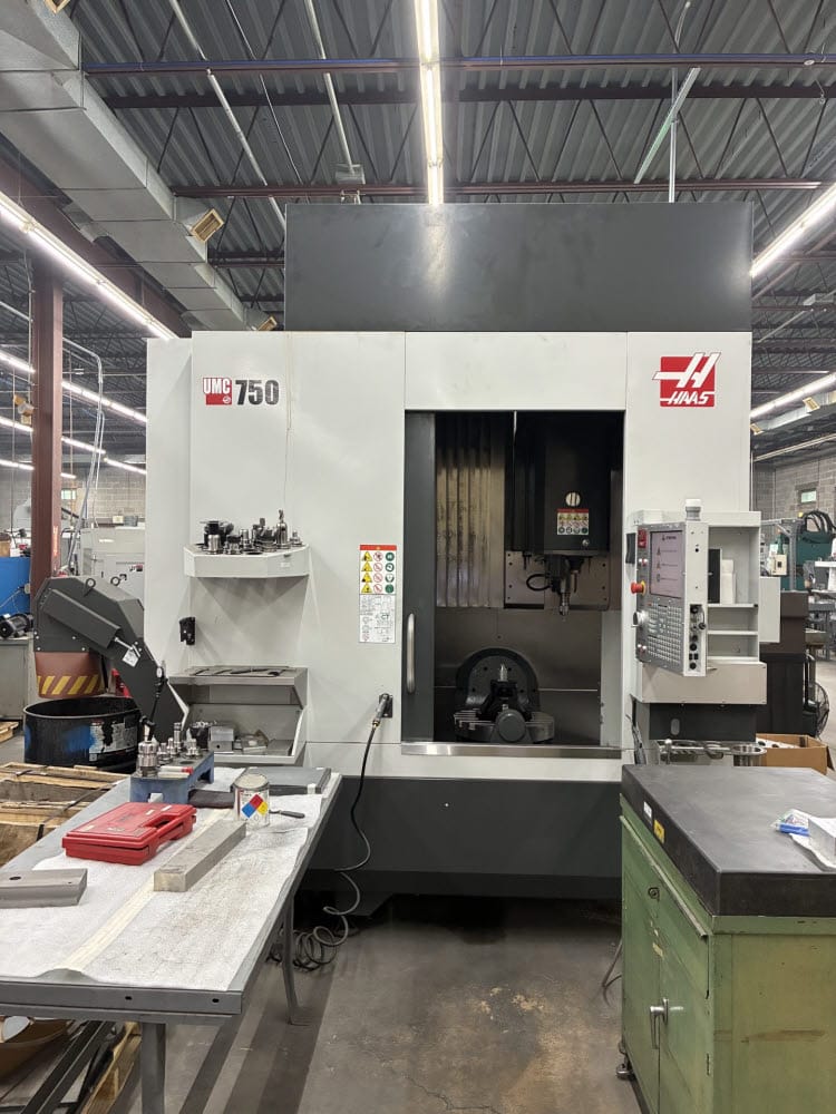 Haas #UMC-750, 5-Axis CNC vertical machining center, 30" X, 20" Y, 20" Z, 8100 RPM, 30 automatic tool
