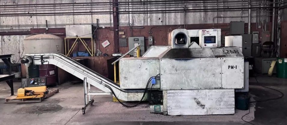 Image for MCP Puckmaster #225H, hydraulic metal chip briquetting system, New London feed conveyor, Allen-Bradley PanelView 550 PLC, 460 V.