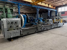 57" x 324" Geminis #GE1400, engine lathe, 42" swing over cross slide, 72" swing in gap, 4-1/4" spindle hole