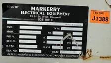 112 KVA 600 Primary, 480 Secondary, REX Mfg., auto transformer, 3-phase, 60Hz