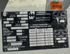 15 KVA 600 Primary, 120/240 Secondary, Hammond Mfg., Dry Type Transformer, Type F, 60 Hz