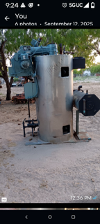15 HP Williams & Davis #15-170, vertical steam boiler on skid, mounted feed tank / new pump
