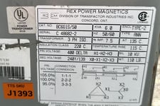 6 KVA 400 Delta Primary, 240Y/139 Secondary, Rex Power Magnetics (Transfactor Industries Inc.), Dry Type