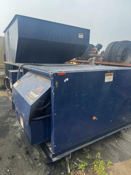 Marathon #RJ-450, stationary compactor, 4 cu.yd., 15 HP, 6" cylinder, 67" x 60" clear top opening, side