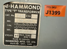 7.5 KVA 546/627 Primary, 120/240 Secondary, Hammond Manufacturing Mfg. Co. Ltd., 1-phase, Isolation