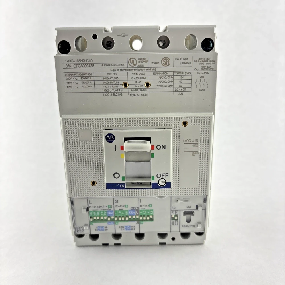 250 Amps, Allen-Bradley, 140G-J15H3-C40, J-Frame Molded Case Circuit Breaker, 3-pole, 451-500 Volts