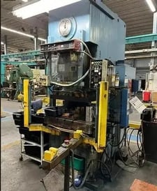 80 Ton, Aida #NC1-80(1), Gap Frame Press, 3.93" stroke, 3.14" slide adjustment, 55-110 SPM, 10 HP, 37.4" x