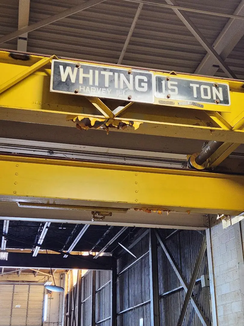 15 Ton, Whiting, Double Column Bridge Crane, 20' Span, center drive, 30/150/300 FPM, 480 V.