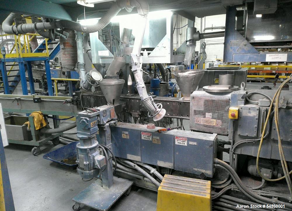 40" Werner & Pfleiderer #ZSK-40, Twin Screw Extruder, 44:1 L/D, 1200 RPM, 150 HP, 460V, 3 Ph., 60 Hz, 2005
