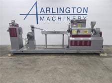1" MGB Engineering, lab strand pelletizing line, single screw extruder, 156 RPM, 4 barrel zones, 4' water