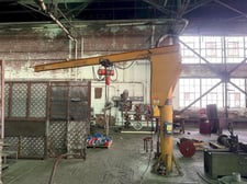 1 Ton, Jib Crane, 14' span, w/ C & M powered trolley hoist