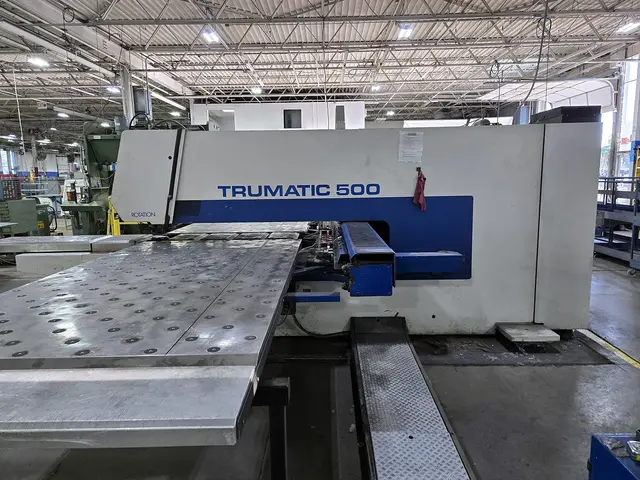 25 Ton, Trumpf #TC500R, Trumatic CNC turret punch, 100" x 50" work area, 18 station, 0.25" max thickness, 3"