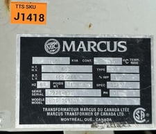 7.5 KVA 600 Primary, 460/266 Secondary, Marcus Transformer of Canada Ltd., 3-Phase Transformer