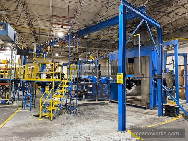 Ferry Industries #RS4-3000HD, 4-Arm Rotational Molding Machine, gas fired oven, powered doors, Rotocure 2000