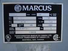 50 KVA 208 Delta Primary, 120Y/240 Secondary, Marcus Transformer of Canada Ltd., 1-phase Transformer