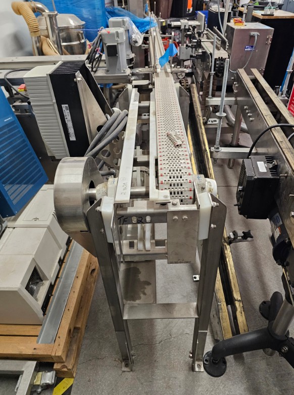 3.5" wide x 13.2' long, Stainless Steel Table Top Chain Conveyor, Lenze SMVector variable frequency drive w/