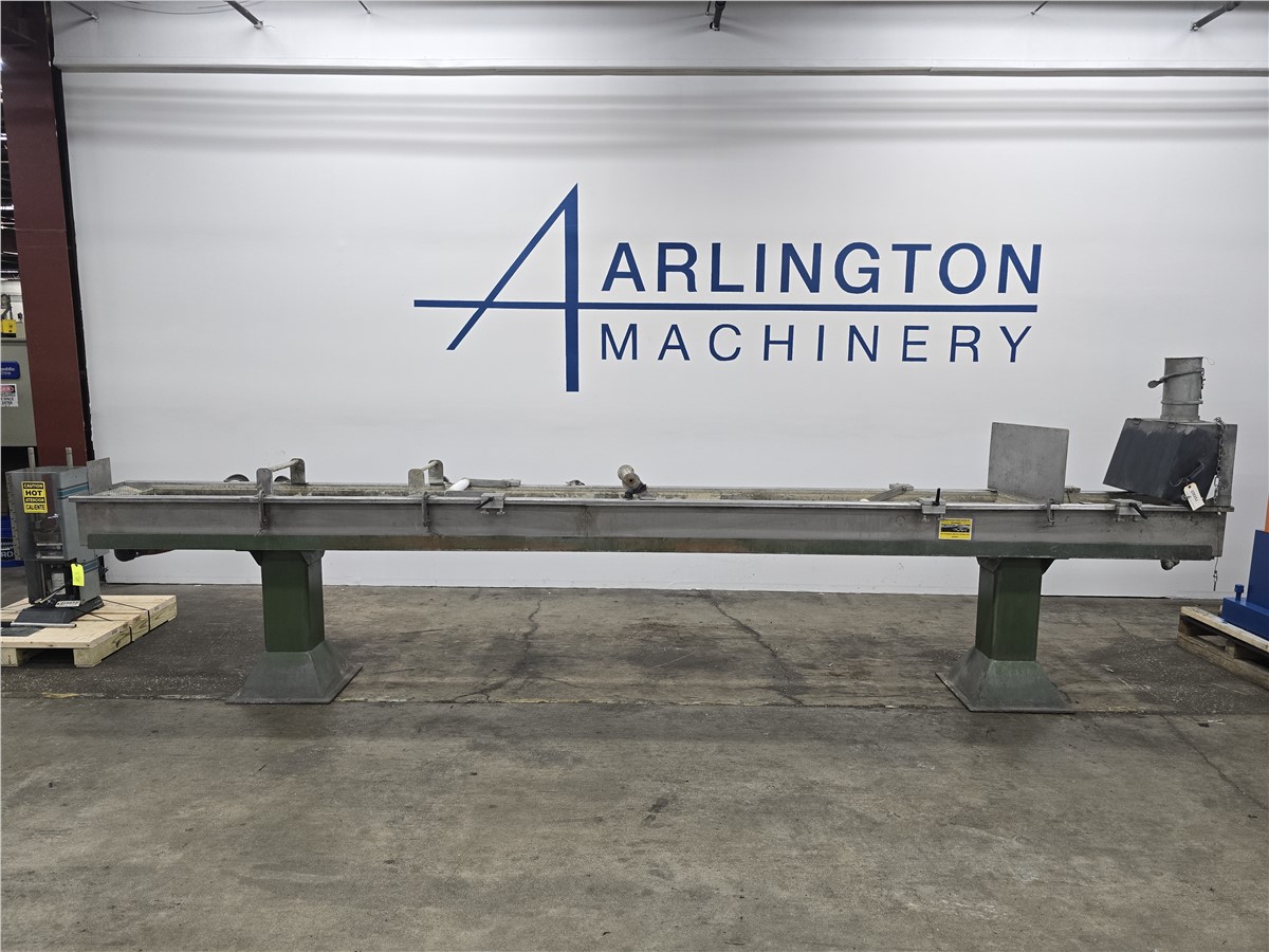 15" width x 9.5" D x 18' L Water Bath, strand pelletizing, 41" infeed H, 3 adjustable roller guides, mesh