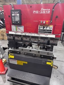 38.5 Ton, Amada #RG3512-LD, CNC press brake, 4' overall, 40" between housing, 3.9" stroke, 2-Axis, 1999