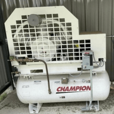 15 HP Champion #12T15WTS55, Oil-Less Tank Mounted Reciprocating Air Compressor, 120 Gal, Only 29.9Hrs, 2yr