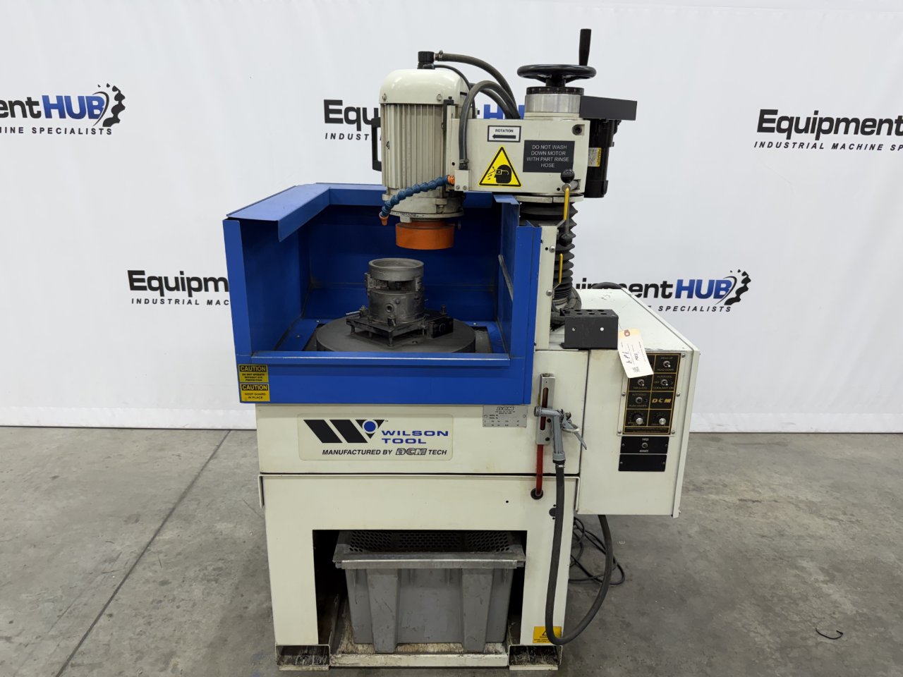 DCM #PDG-5-3-DCAF, automatic rotary surface punch & die grinder, 18" diameter, 6" cup wheel, 3600 RPM, 5 HP