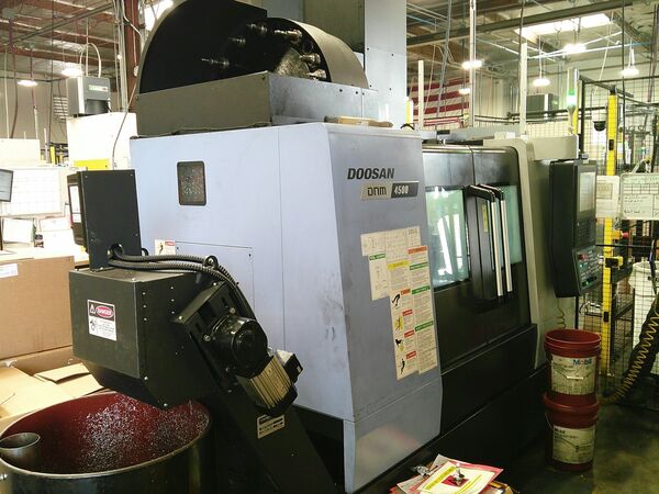 Daewoo Doosan #DNM-4500, 4th Axis CNC vertical machining center, 31.5" X, 17.7" Y, 20" Z, 8000 RPM, 30