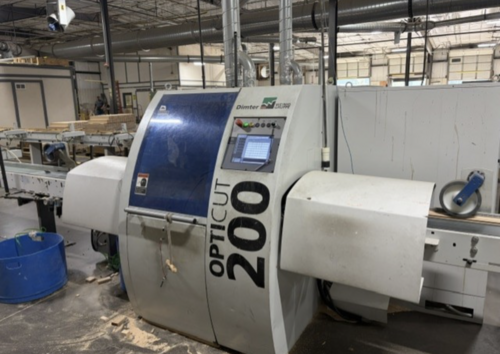 Dimter #Opticut-200, Optimizing Cutoff Saw, 19-1/2" Blade, 10 HP, 4100 RPM, 750 FPM Feed, 2006