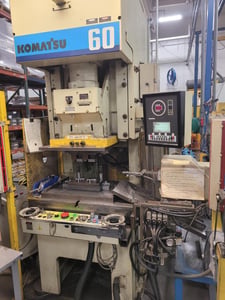 66 Ton, Komatsu #OBS-60L-VS-3, single crank gap frame press, 4.72" stroke, 11.22" die height, 16.93" shut