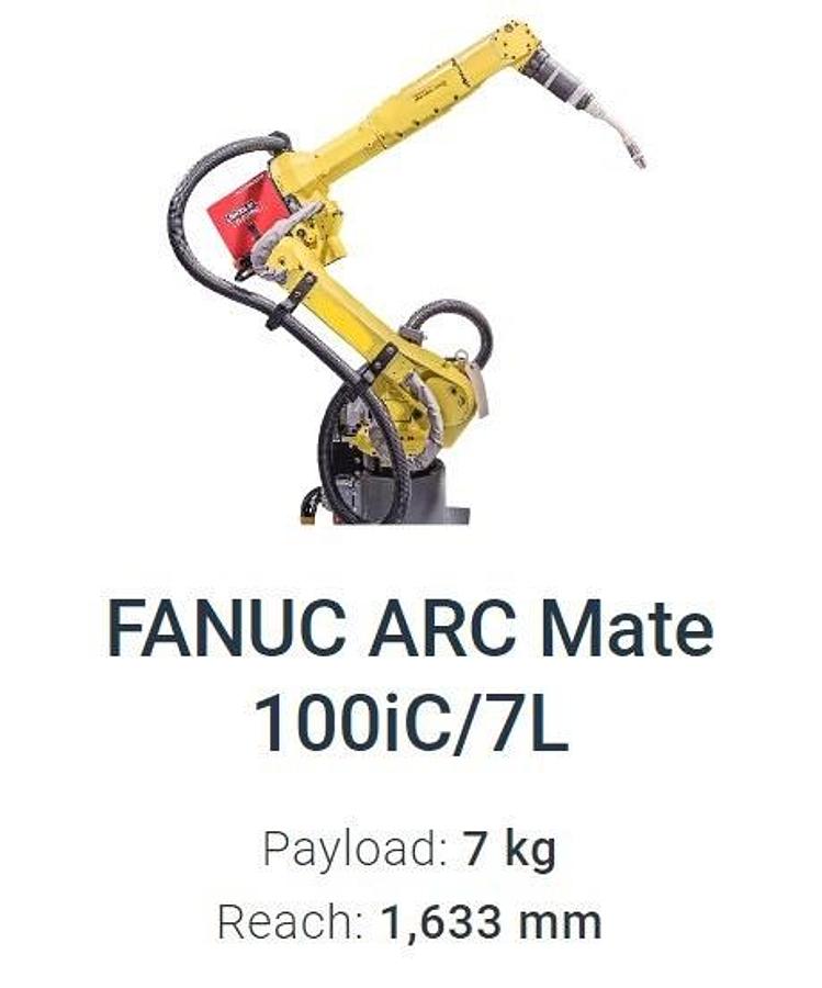 Fanuc Arc Mate 100iC/7L, 6-Axis Robot, 7kg Payload, 1633mm Reach, 0.08mm Repeatability, 2016