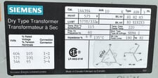 10 KVA 575 Delta Primary, 575Y/332 Secondary, Siemens Electric Ltd., 3-Phase Isolation Transformer, 60 Hz