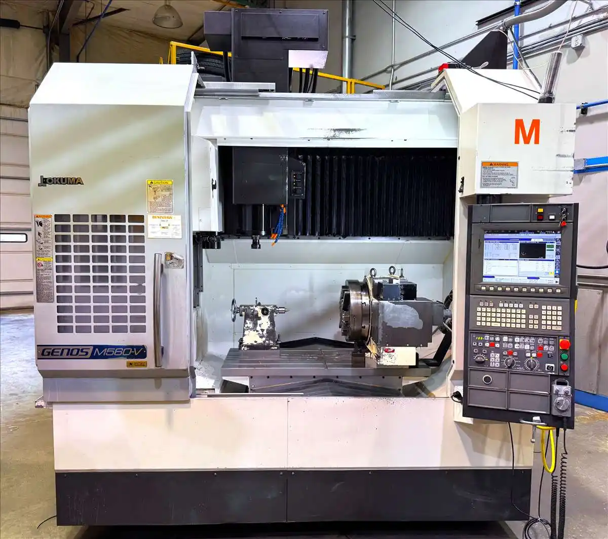 Okuma #Genos-M560V, 4th Axis CNC vertical machining center, OSP-P300MA, 41.3" X, 22" Y, 18.1" Z, 15000 RPM
