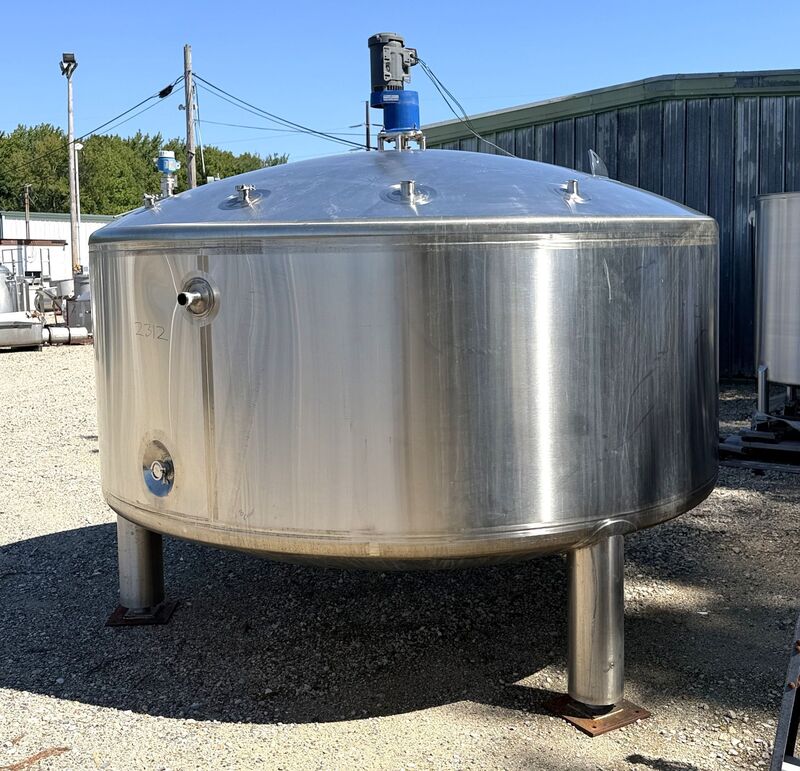 2000 gallon Feldmeier, sanitary jacketed reactor, 316L Stainless Steel, 30/FV psi @ 300°F, 125 psi @ 300°F