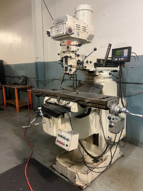 Willis Microcut #1050, vertical mill, 10" x50" tbl., 2-Axis Newal digital read out, variable speed, power