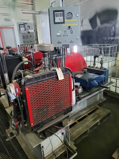 40 GPM @ 2050 psi, FWI #5P-200A, Quintuplex Disposal Pump Package, 53 HP Ford TSG-416 NG engine, 3600 RPM