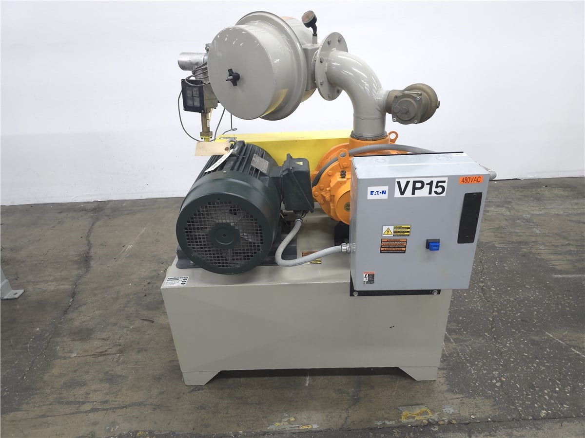 201 CFM @ 10" Hg., Conair #PD-15, positive displacement vacuum pump, Roots 56J blower, 3" inlet, 4" exhaust
