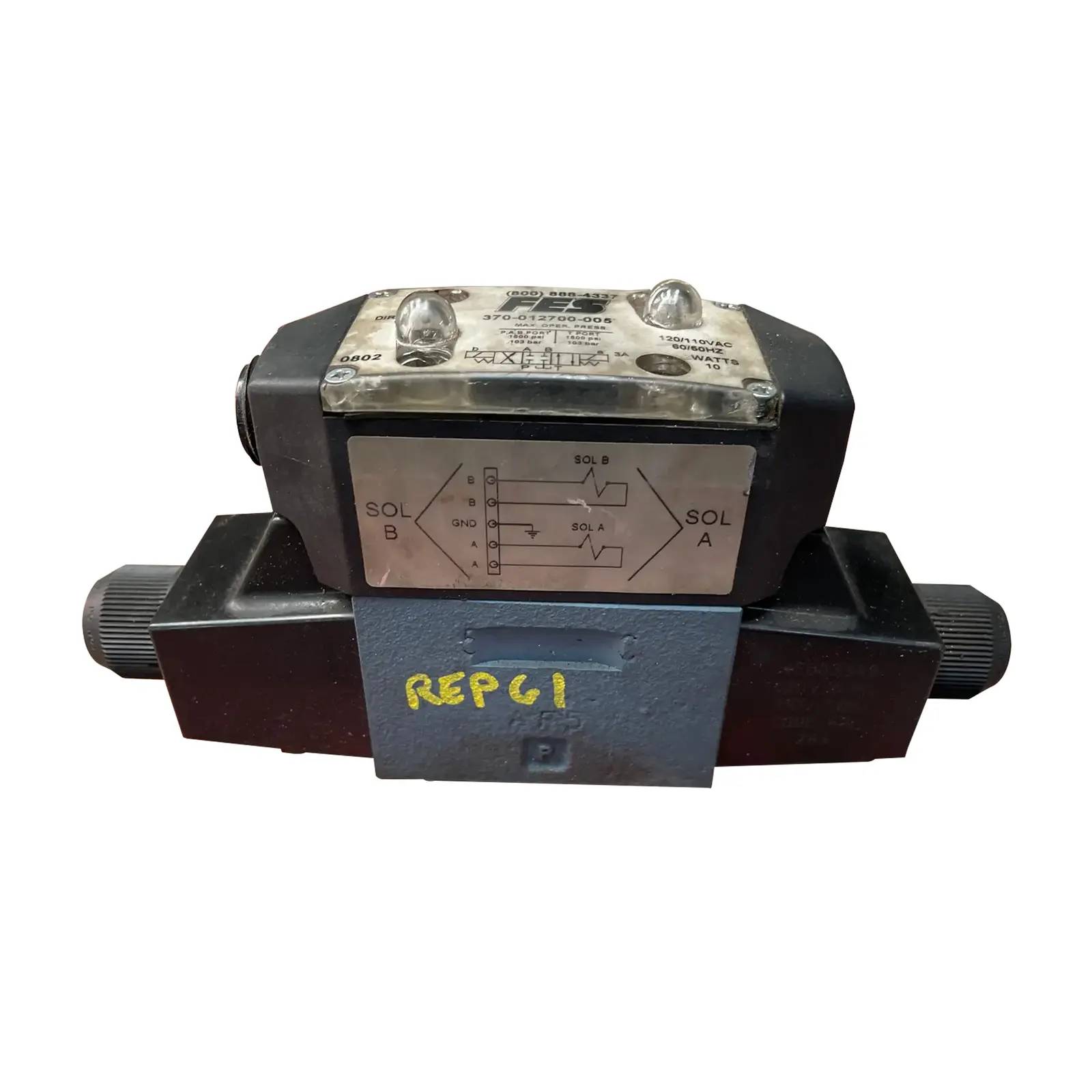 FES #370-012700-005, Directional Valve, 1,500 psi, 120/110 V., 50/60 Hz., 10 Watts, 1/2" coarse thread