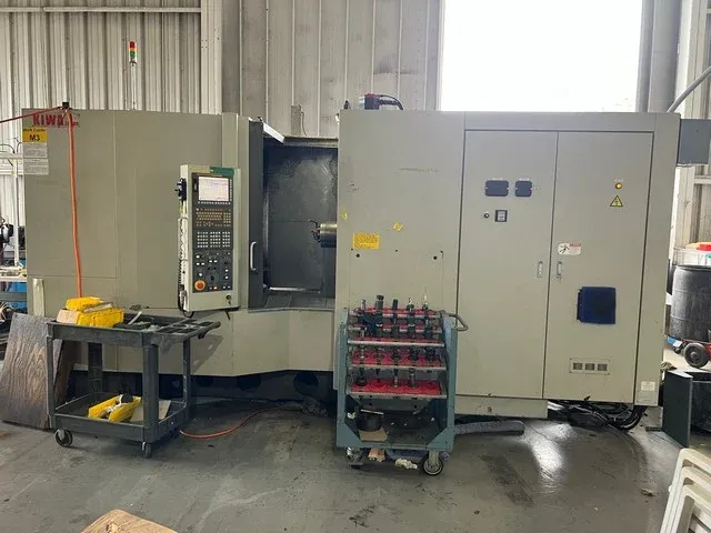 Kiwa #KH-45, CNC horizontal machining center, 15.7" x 15.723" pallet, 25.157" X, 23.9" Y, 26.7" Z, 15000 RPM
