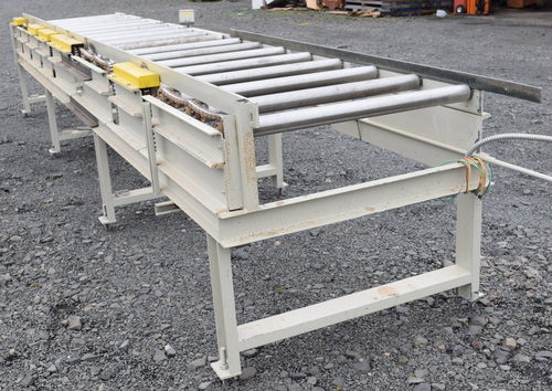 35" wide x 18' long, Powered Infeed Table Roll Case, (18) chain driven rolls, 12" OC roll spacing, 33"-37"