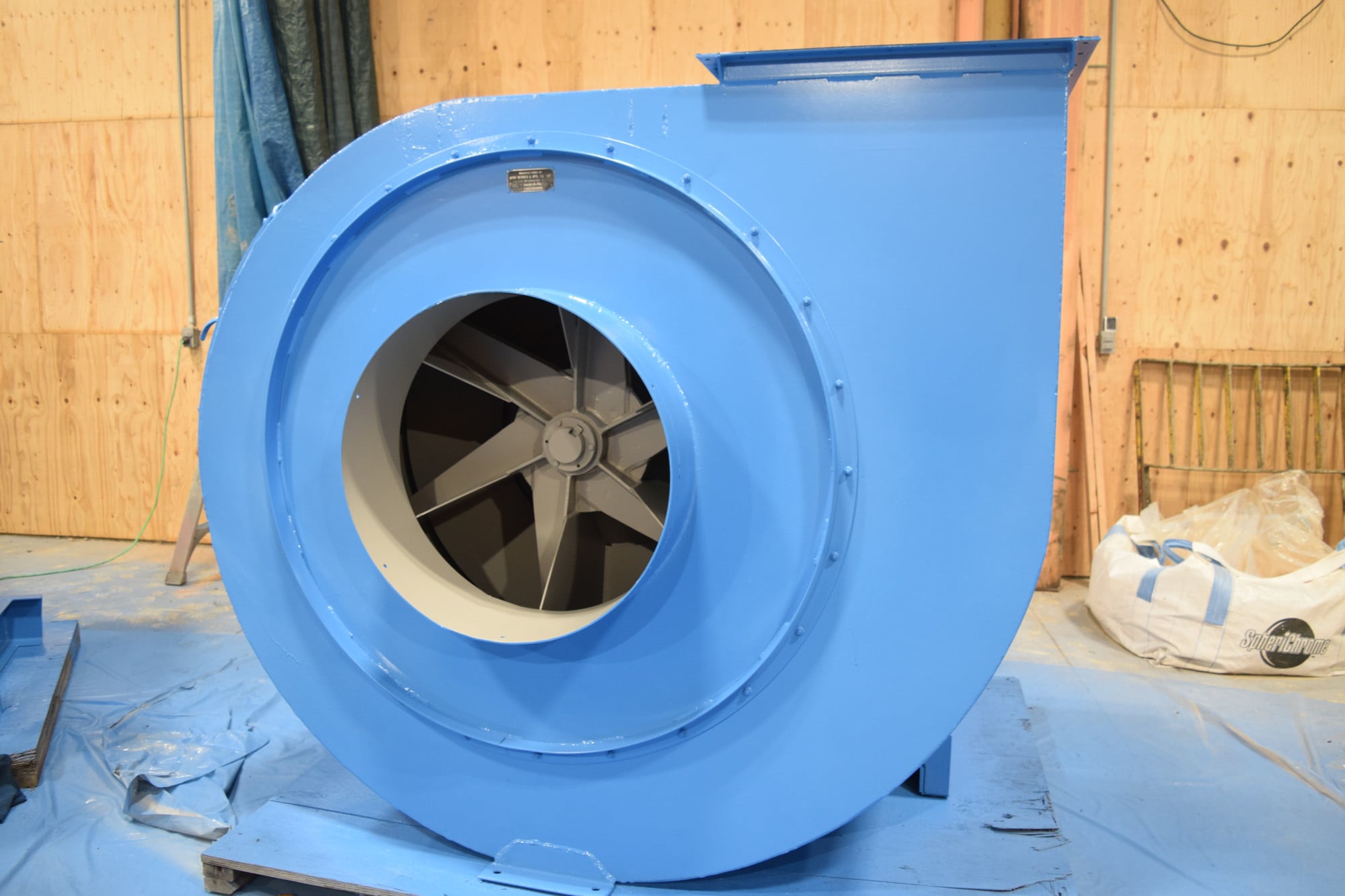Argo #75CWDB, Paddle Wheel Material Handling Fan, 50" x 19" wheel, 29" inlet, 24" x 27" up-blast outlet