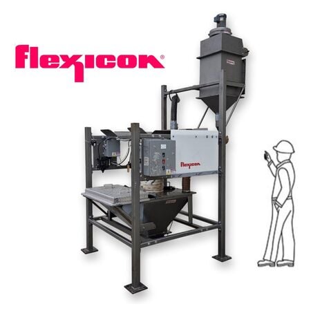 Flexicon, bulk bag unloader discharger frame w/ pulse jet dust collection, 12" flanged discharge, 1/2 HP fan
