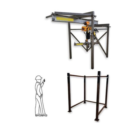 Bulk bag unloader w/ Harrington chain hoist, 1 ton, 60" square frame, 159.5" H, pendant control, bulk bag
