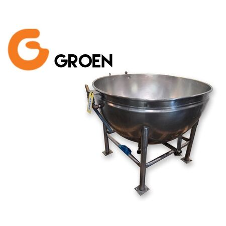100 gallon Groen #GT-100, Stainless Steel jacketed steam kettle, 44.5" ID x 24" deep, hemispherical bowl, 45