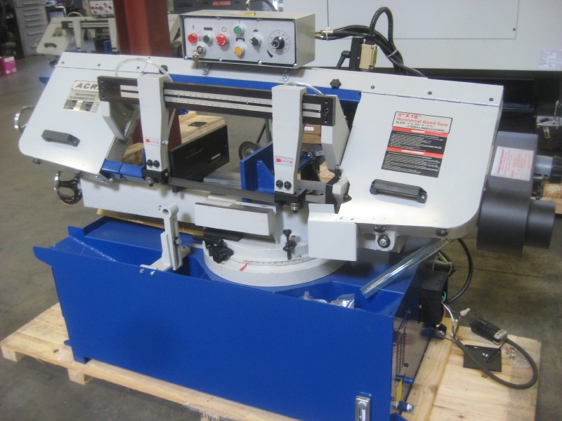 9" x 18" Acra Speeder #FHBS-918-VSA, Horizontal Mitering Band Saw, 11' x 1" blade, 2 HP, 82-250 FPM