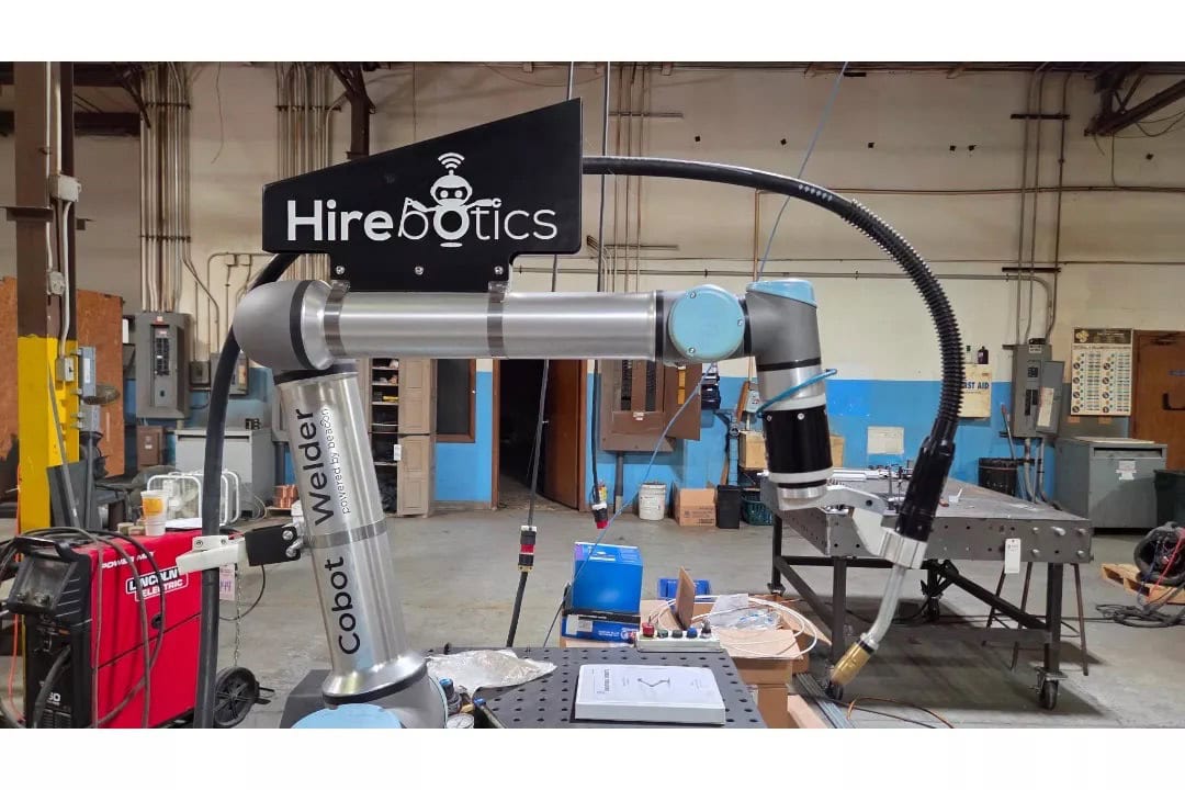 Hirebotics CW102, cobot welder, Universal Robots UR10e 6-axis robot, 51.2" reach, 27.5 lb payload, Miller