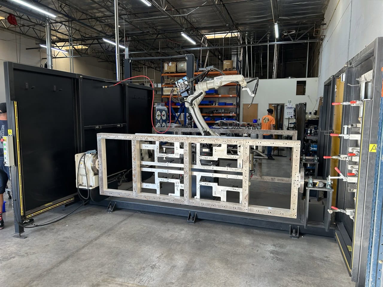 Miller #PerformArc-1100SS, robotic welding cell, dual Panasonic servo positioners, 1,100 lb payload/side, G3