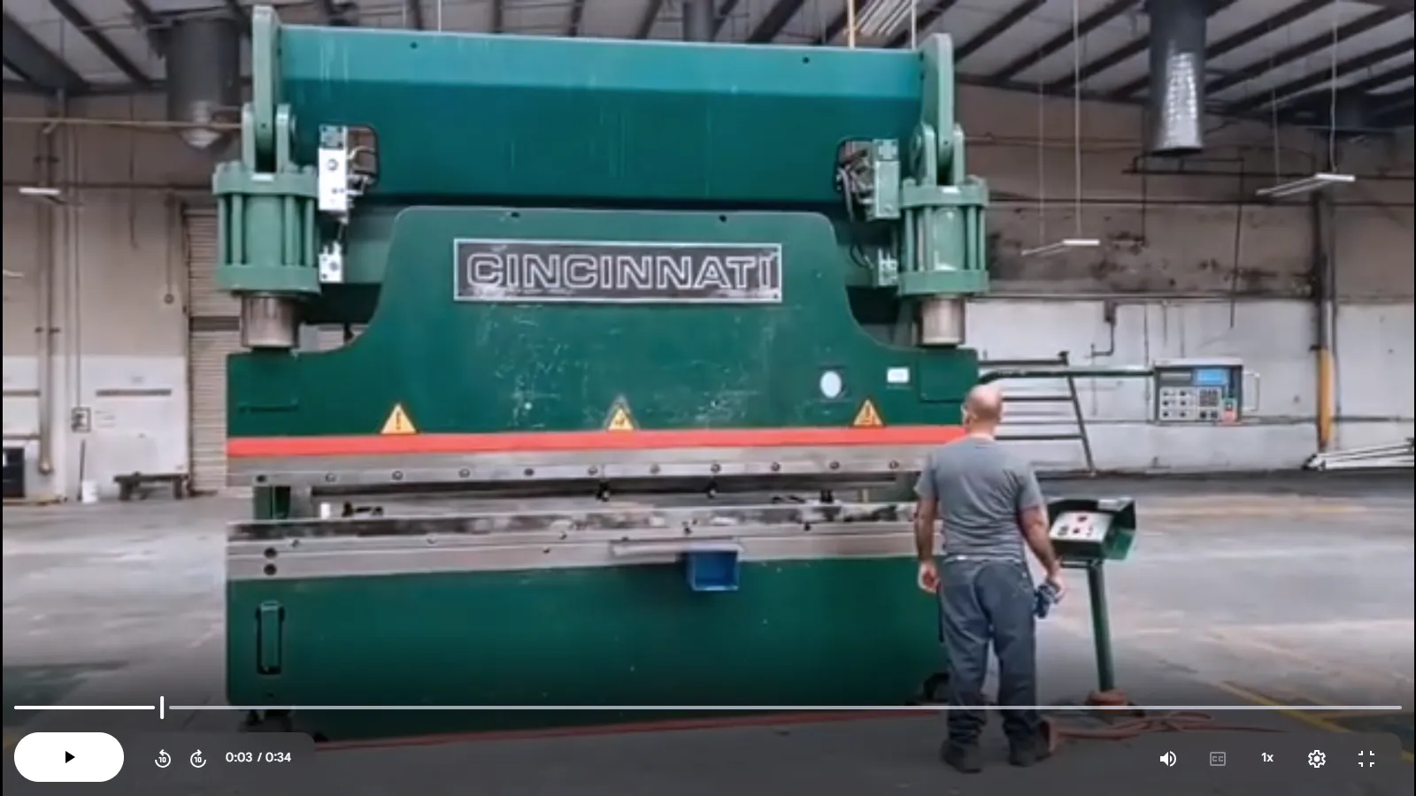 350 Ton, Cincinnati #350CBII, CNC press brake, 10' overall, 10" stroke, Cincinnati CNC Control